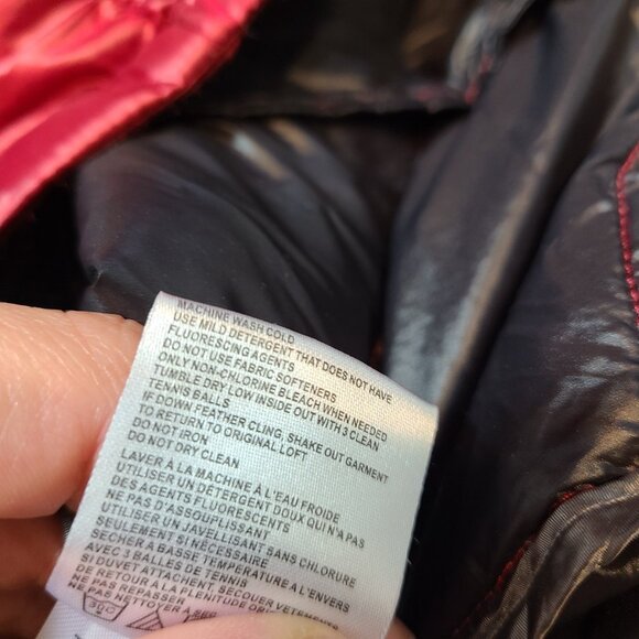 Calvin Klein Packable Lightweight Premium Down Coat Red Hooded Womens Medium - Picture 10 of 11